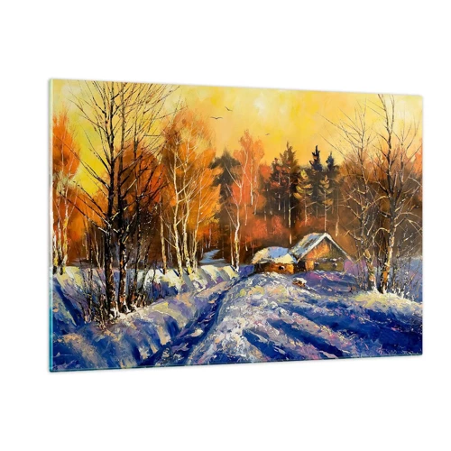 Obraz na skle - Zimná impresia v slnku - 120x80 cm