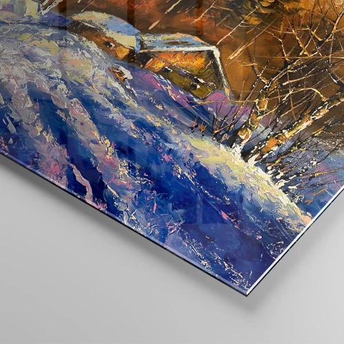 Obraz na skle - Zimná impresia v slnku - 120x80 cm