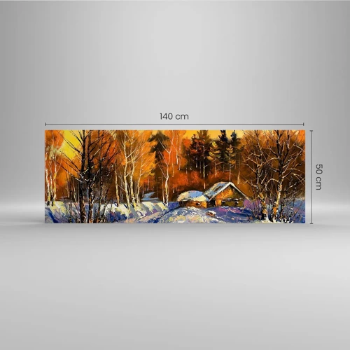 Obraz na skle - Zimná impresia v slnku - 140x50 cm