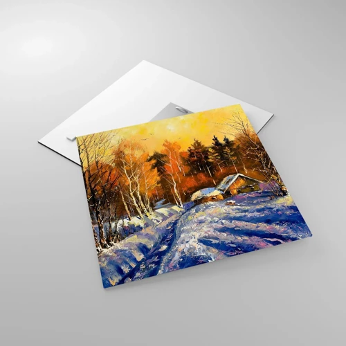 Obraz na skle - Zimná impresia v slnku - 40x40 cm