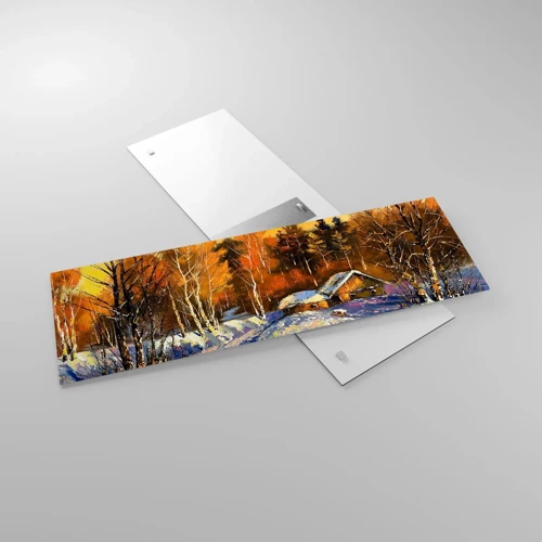 Obraz na skle - Zimná impresia v slnku - 90x30 cm