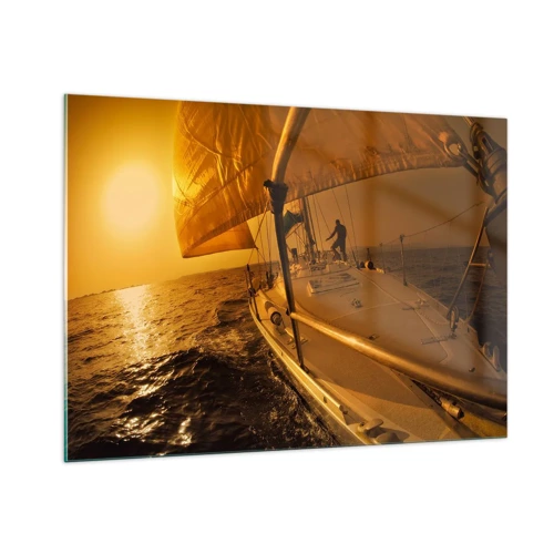 Obraz na skle - Zlatý večer po viacfarebnom dni - 100x70 cm