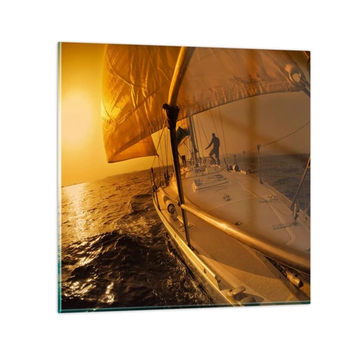 Obraz na skle - Zlatý večer po viacfarebnom dni - 30x30 cm