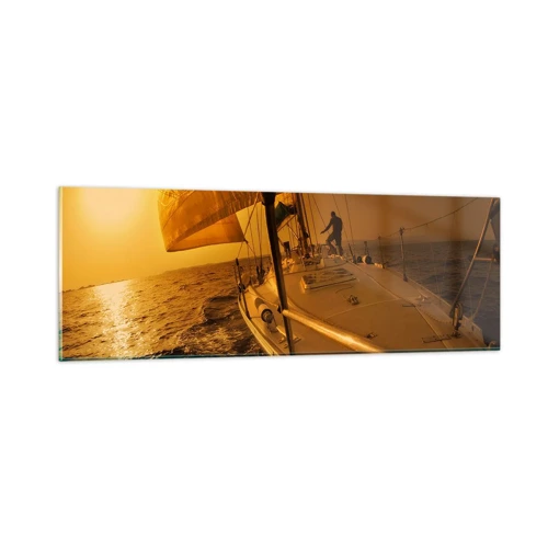 Obraz na skle - Zlatý večer po viacfarebnom dni - 90x30 cm