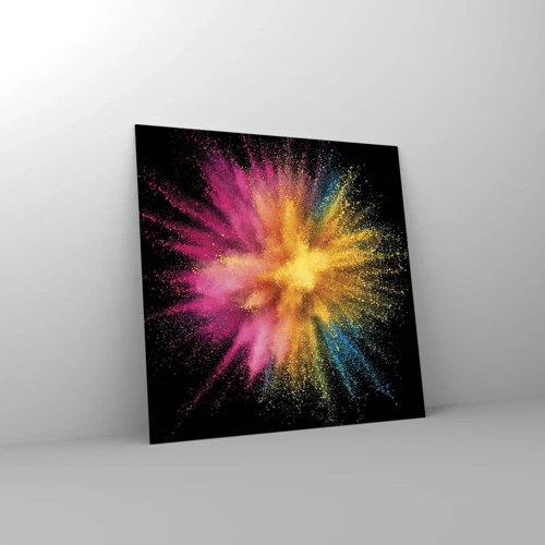 Obraz na skle - Zrodenie farieb - 50x50 cm