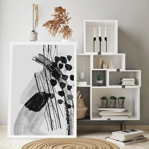 Plagát - Čiernobiela organická abstrakcia - 40x50 cm