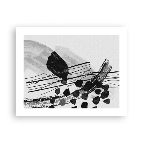 Plagát - Čiernobiela organická abstrakcia - 50x40 cm
