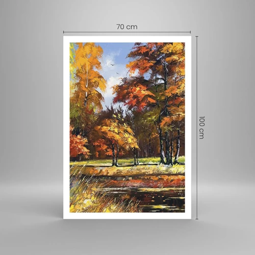 Plagát - Krajinka v zlatej a hnedej - 70x100 cm