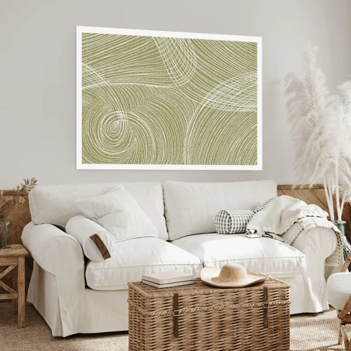 Plagát - Majstrovská abstrakcia v bielej - 70x50 cm