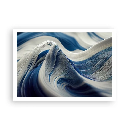 Plagát - Plynulosť modrej a bielej - 100x70 cm
