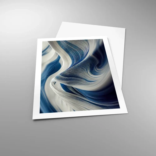 Plagát - Plynulosť modrej a bielej - 50x70 cm