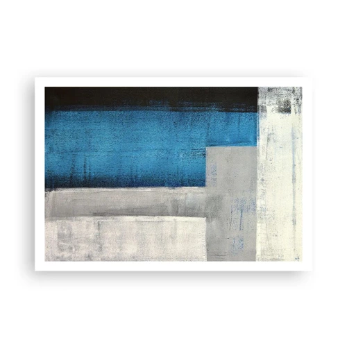 Plagát - Poetická kompozícia šedej a modrej - 100x70 cm