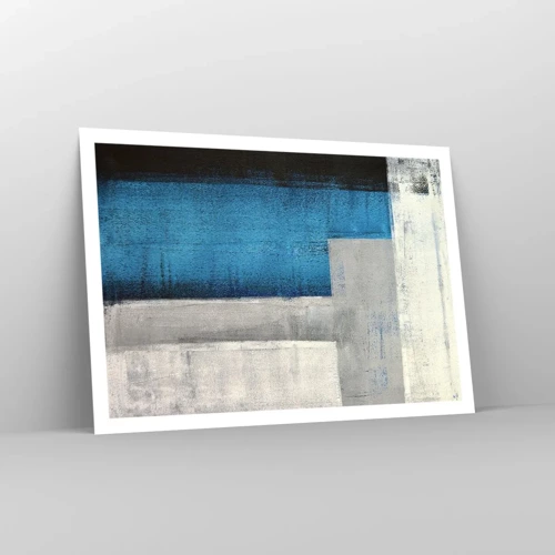 Plagát - Poetická kompozícia šedej a modrej - 100x70 cm