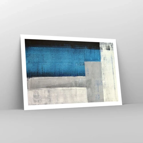 Plagát - Poetická kompozícia šedej a modrej - 91x61 cm