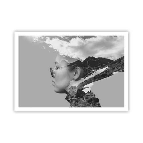 Plagát - Povznešený portrét v oblakoch - 100x70 cm