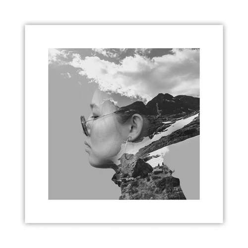 Plagát - Povznešený portrét v oblakoch - 30x30 cm