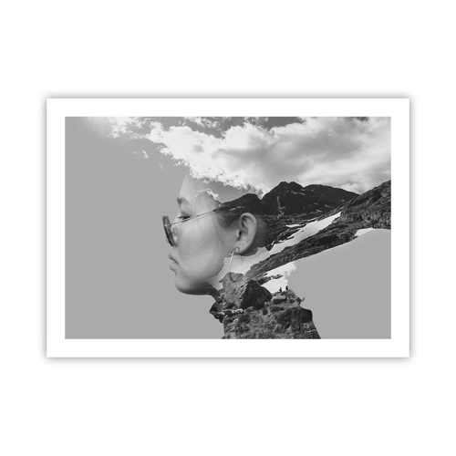 Plagát - Povznešený portrét v oblakoch - 70x50 cm