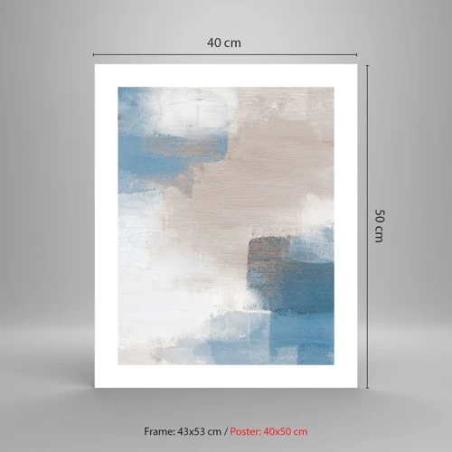 Plagát - Ružová abstrakcia za modrým závojom - 40x50 cm