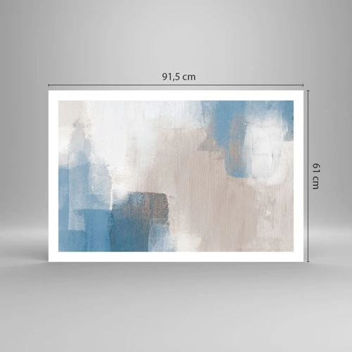 Plagát - Ružová abstrakcia za modrým závojom - 91x61 cm