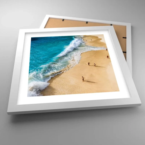 Plagát v bielom ráme - A potom slnko, pláž… - 30x30 cm