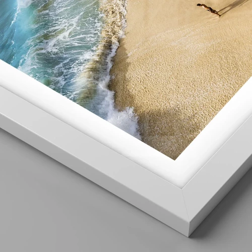 Plagát v bielom ráme - A potom slnko, pláž… - 30x30 cm