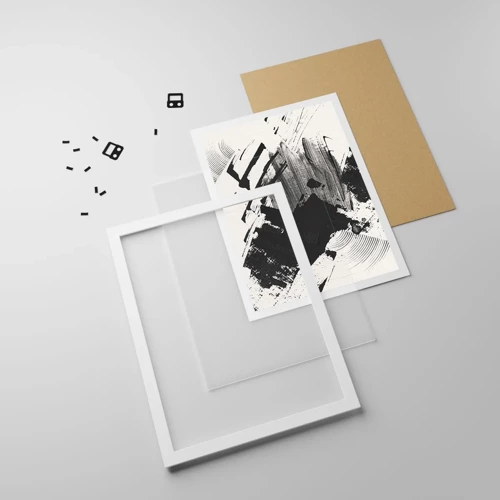 Plagát v bielom ráme - Abstrakcia – expresia čiernej - 30x40 cm