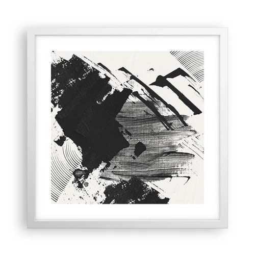 Plagát v bielom ráme - Abstrakcia – expresia čiernej - 40x40 cm