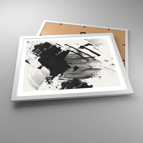 Plagát v bielom ráme - Abstrakcia – expresia čiernej - 50x40 cm