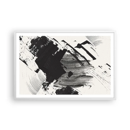 Plagát v bielom ráme - Abstrakcia – expresia čiernej - 91x61 cm