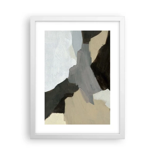Plagát v bielom ráme - Abstrakcia: križovatka šedej - 30x40 cm