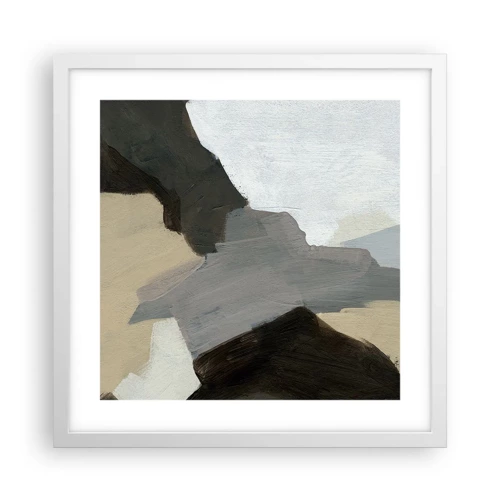 Plagát v bielom ráme - Abstrakcia: križovatka šedej - 40x40 cm