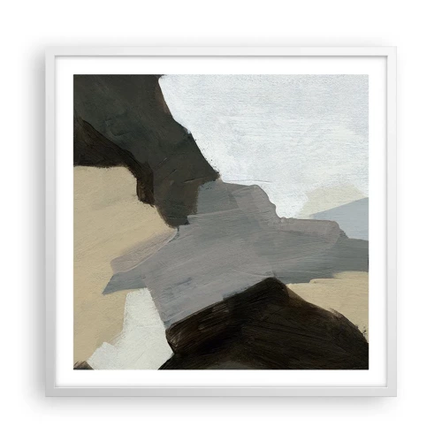 Plagát v bielom ráme - Abstrakcia: križovatka šedej - 60x60 cm