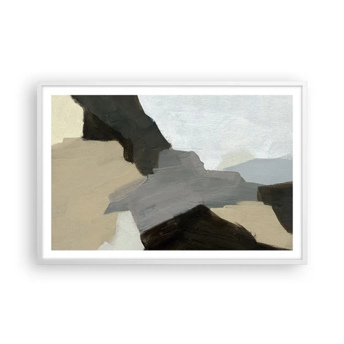 Plagát v bielom ráme - Abstrakcia: križovatka šedej - 91x61 cm