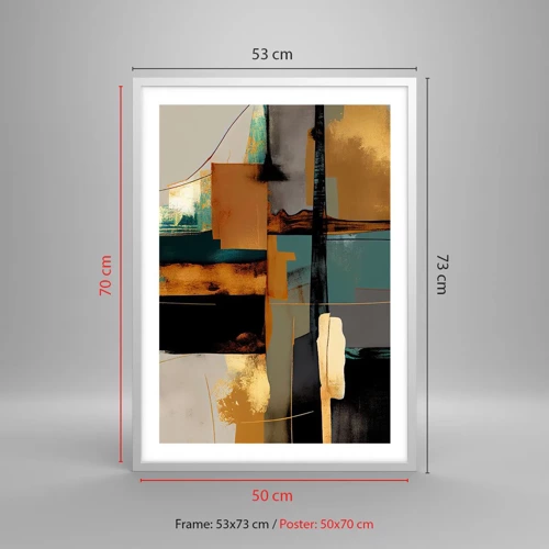 Plagát v bielom ráme - Abstrakcia – svetlo a tieň - 50x70 cm