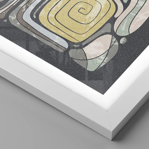 Plagát v bielom ráme - Abstrakcia v predkolumbovskom duchu - 40x40 cm