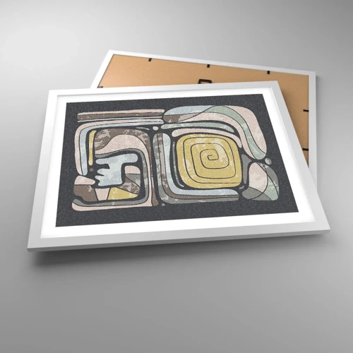 Plagát v bielom ráme - Abstrakcia v predkolumbovskom duchu - 50x40 cm