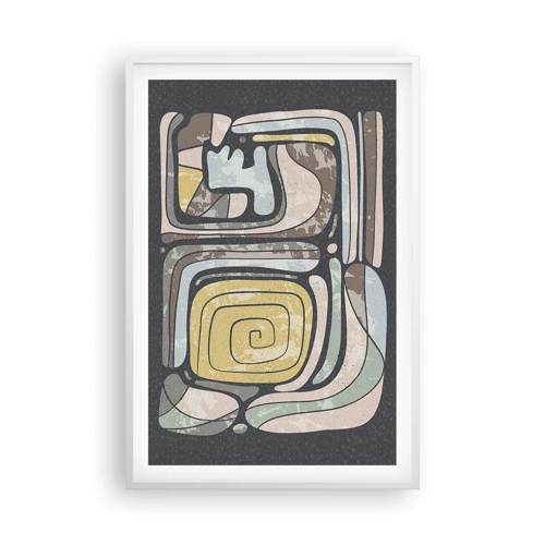 Plagát v bielom ráme - Abstrakcia v predkolumbovskom duchu - 61x91 cm