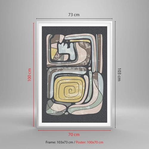 Plagát v bielom ráme - Abstrakcia v predkolumbovskom duchu - 70x100 cm