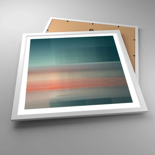 Plagát v bielom ráme - Abstrakcia: vlny svetla - 50x50 cm