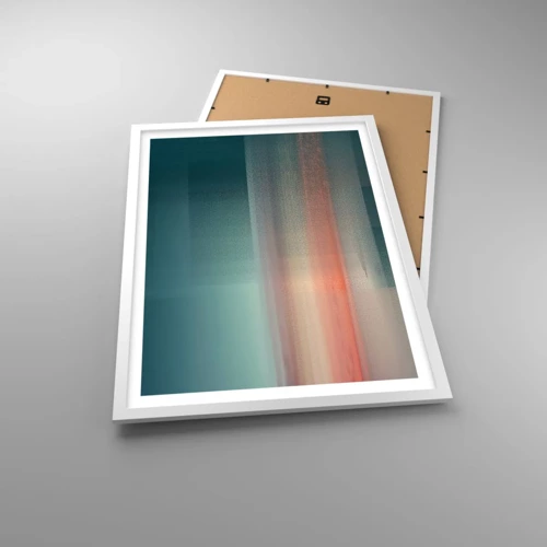 Plagát v bielom ráme - Abstrakcia: vlny svetla - 50x70 cm
