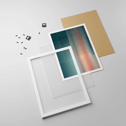 Plagát v bielom ráme - Abstrakcia: vlny svetla - 50x70 cm