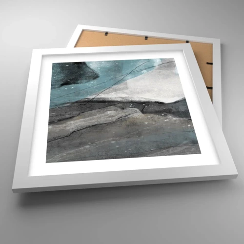 Plagát v bielom ráme - Abstrakcie: skaly a ľad - 30x30 cm