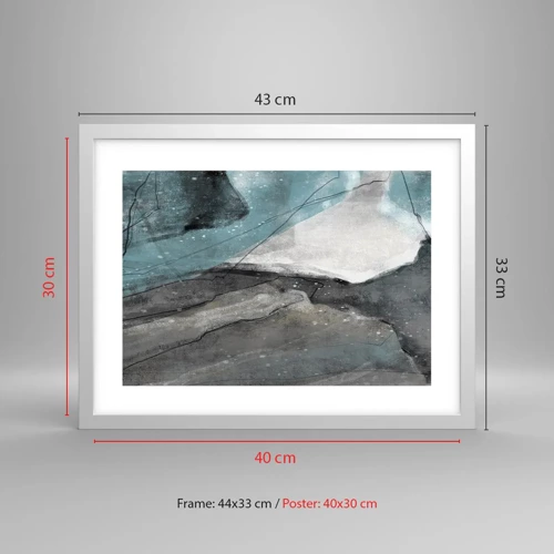 Plagát v bielom ráme - Abstrakcie: skaly a ľad - 40x30 cm