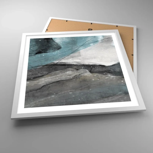 Plagát v bielom ráme - Abstrakcie: skaly a ľad - 50x50 cm