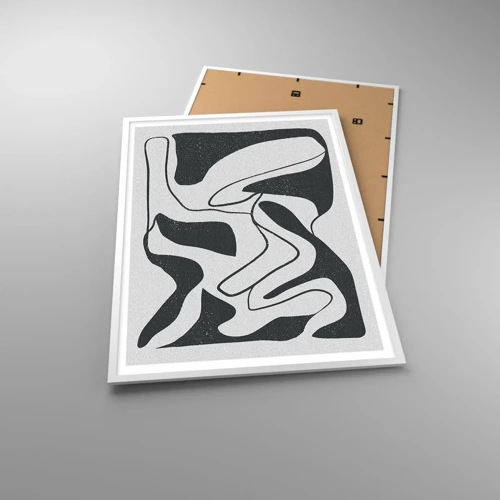Plagát v bielom ráme - Abstraktná hra v labyrinte - 70x100 cm
