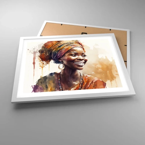 Plagát v bielom ráme - Africká kráľovná - 50x40 cm