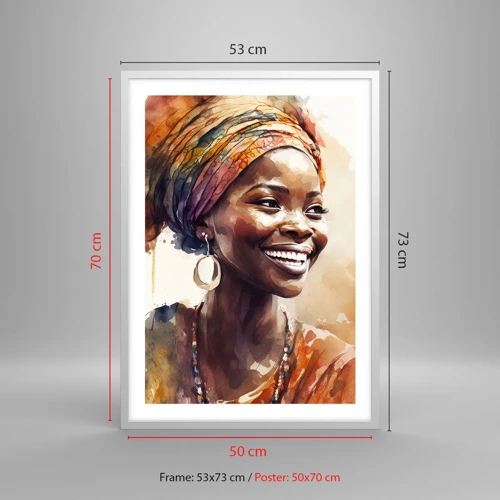 Plagát v bielom ráme - Africká kráľovná - 50x70 cm