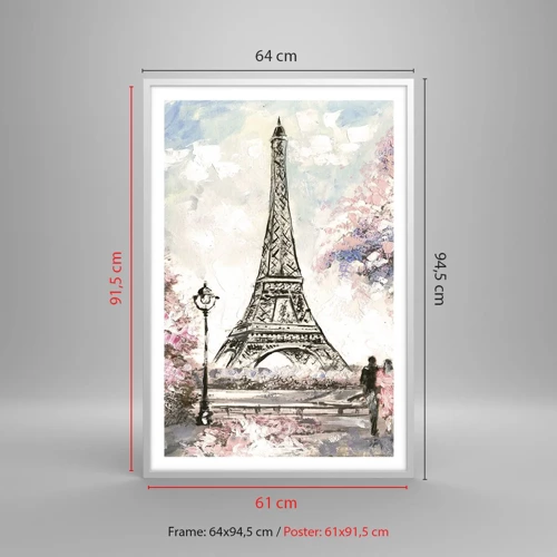 Plagát v bielom ráme - Aprílová prechádzka Parížom - 61x91 cm