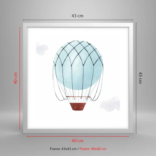 Plagát v bielom ráme - Celý v oblakoch - 40x40 cm