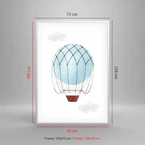 Plagát v bielom ráme - Celý v oblakoch - 70x100 cm